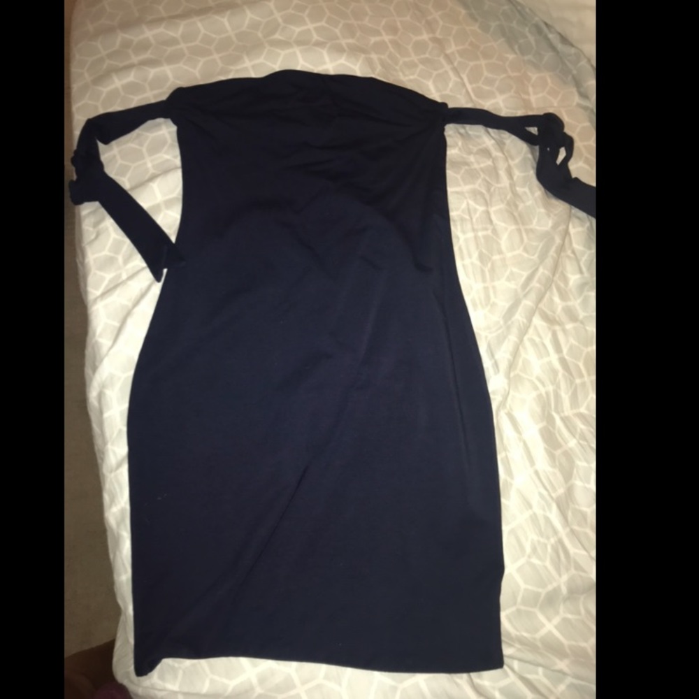 Strapless navy dress